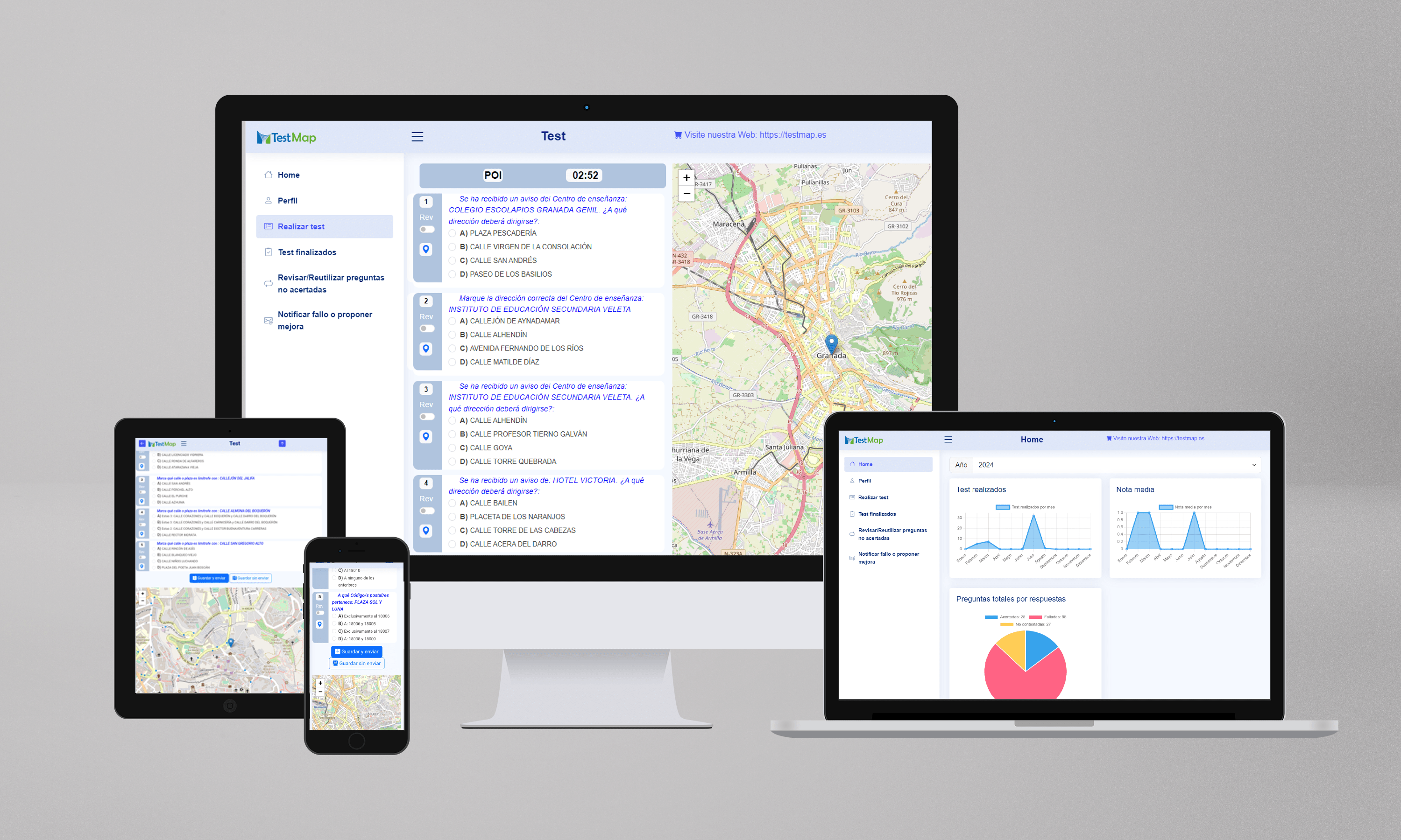 TestMap - Preguntas del callejero para todos los dispositivos